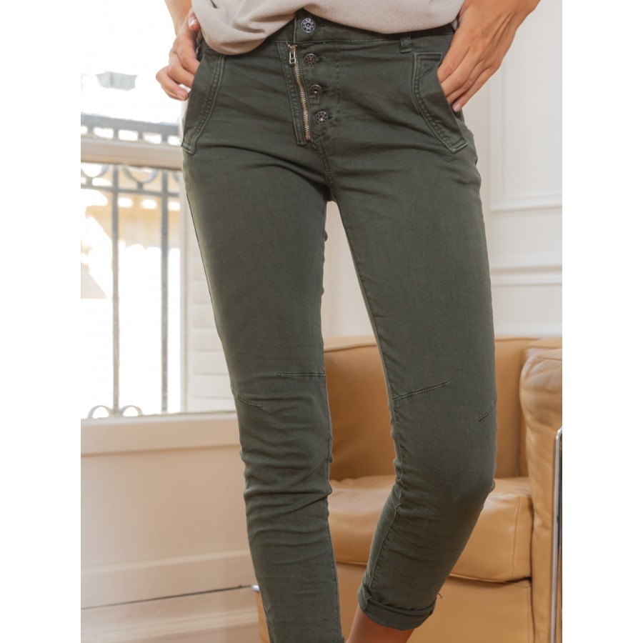 Pantalon kaki zippé