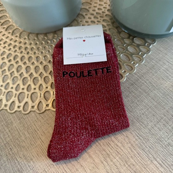 CHAUSSETTES POULETTE ROUGE ET NOIR