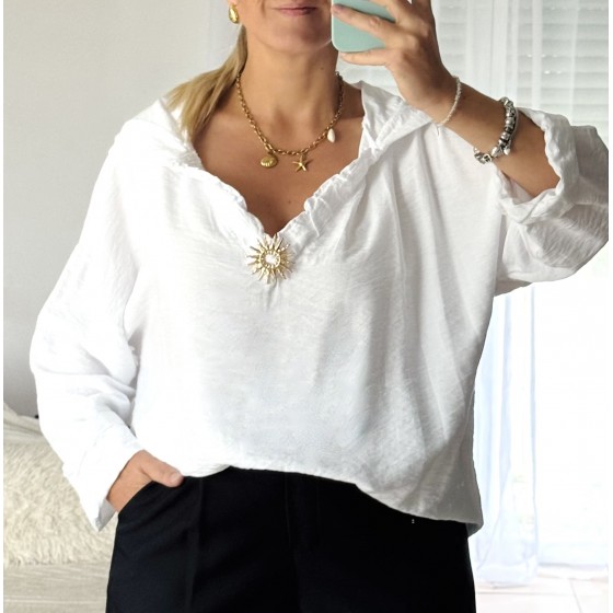 blouse tunique blanche soleil