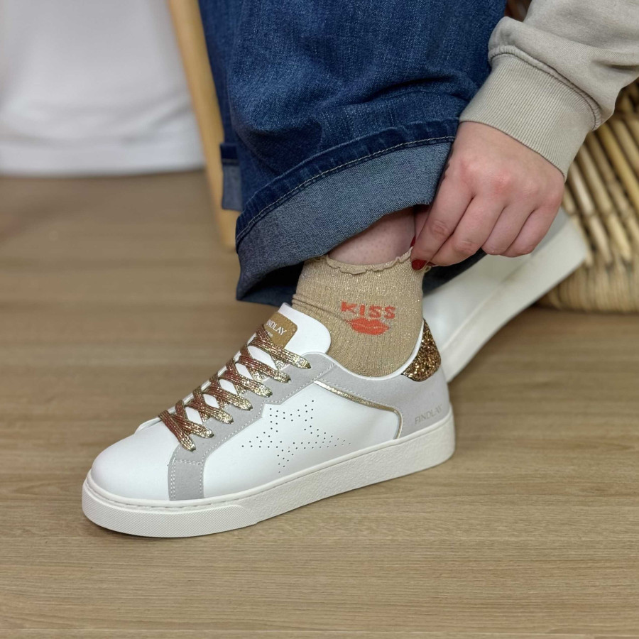 Baskets Findlay etoiles blanches et or