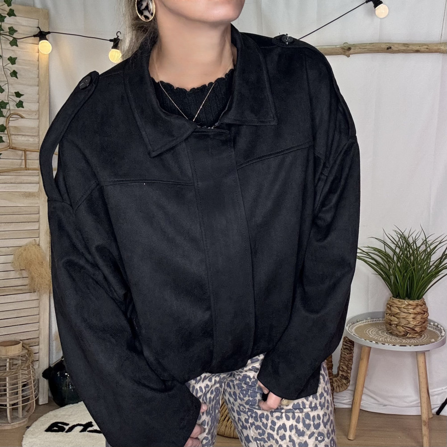 veste oversize suédine noir
