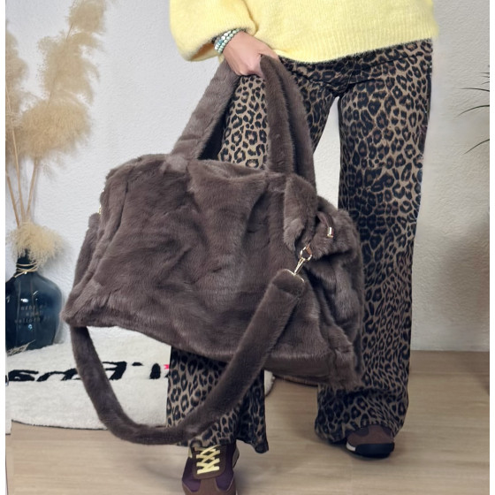sac fourrure chocolat