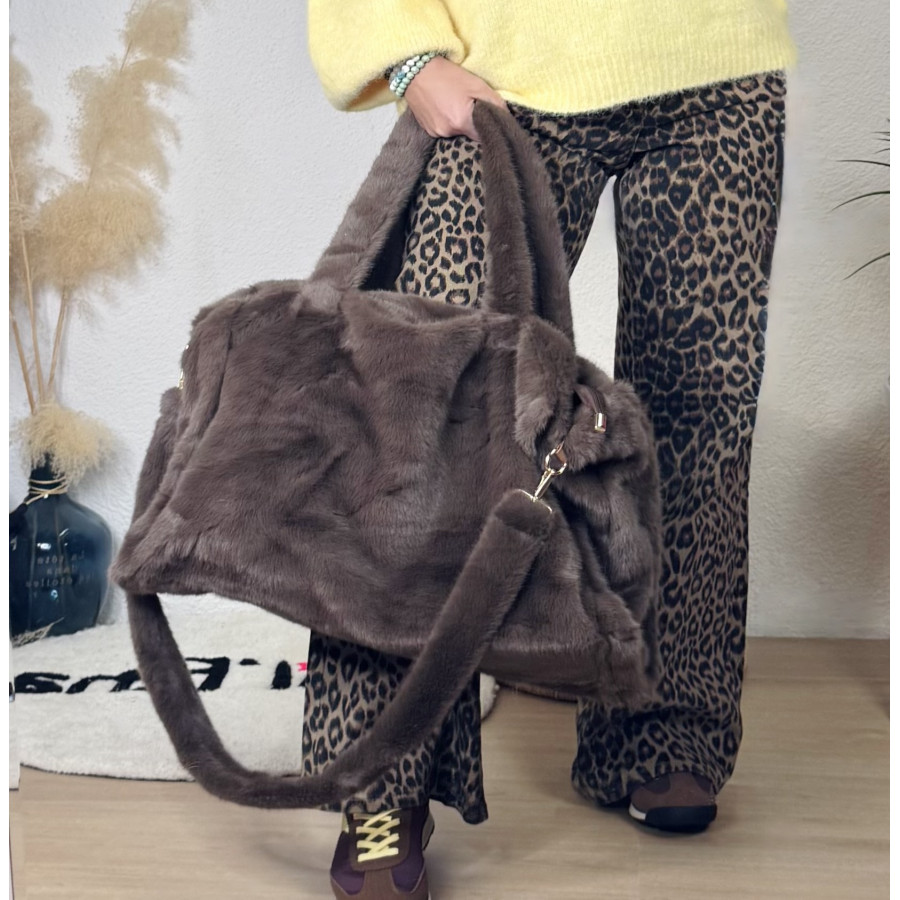sac fourrure chocolat