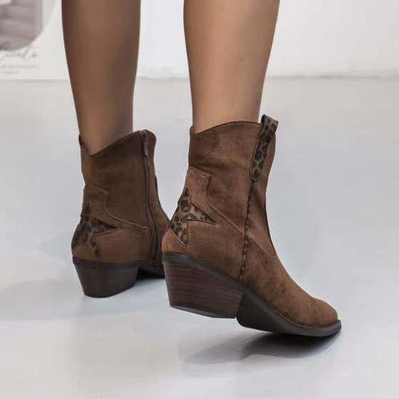 BOTTINES FINDLEY CAMEL ÉTOILE LÉOPARD