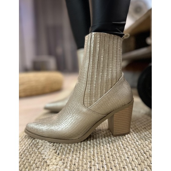 Bottines talon dorées