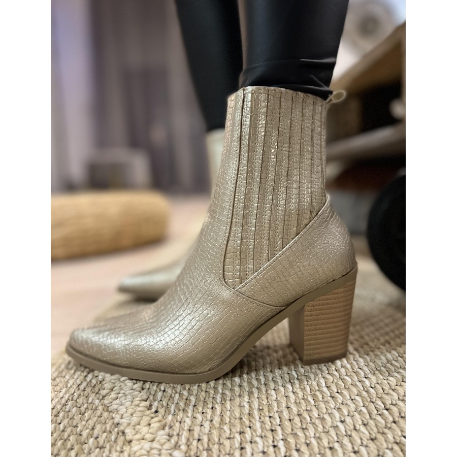 Bottines talon dorées