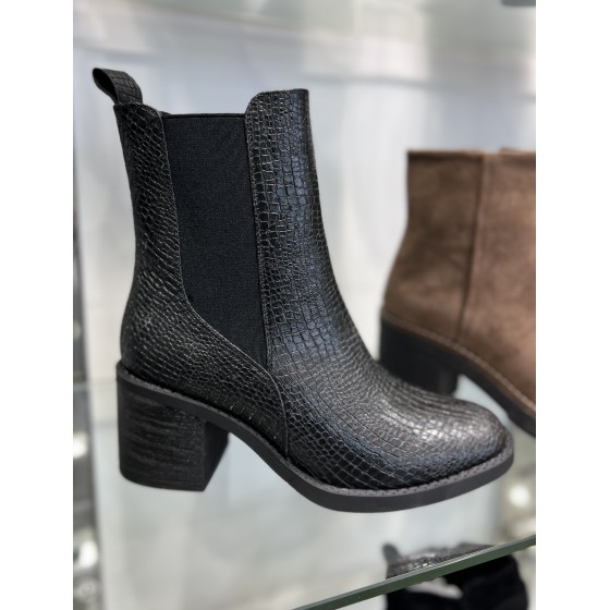 BOTTINES CROCO NOIRES