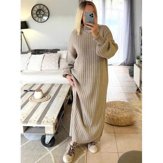 ROBE PULL LONGUE TAUPE